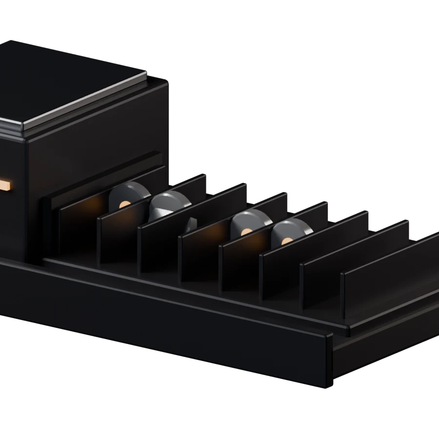 Booked calls seated in the rack of the rendered manifold.